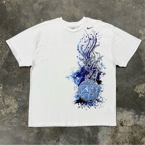 Y2K Streetwear Graphic Basketball Tee Flame Splatter